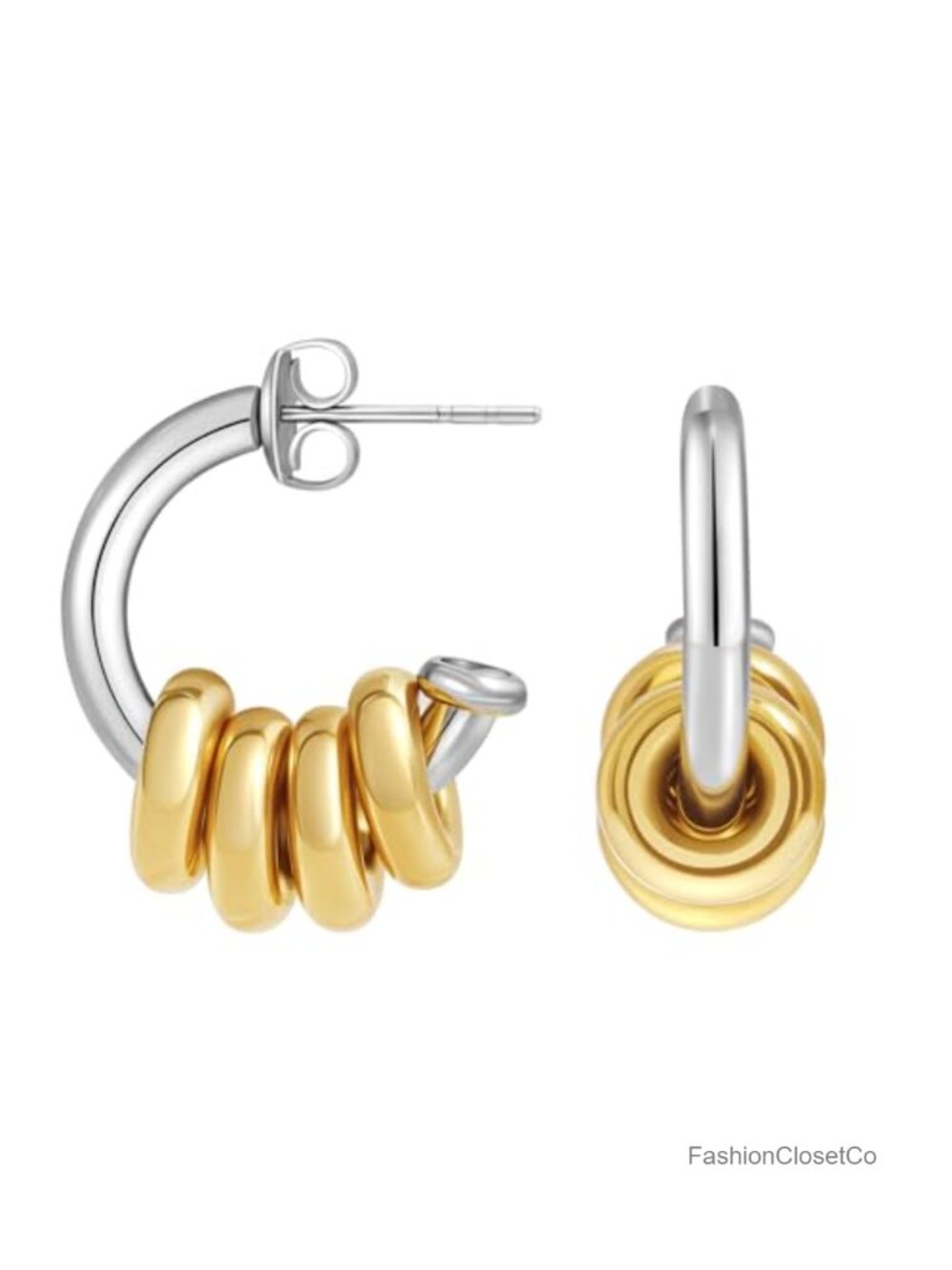 18K Gold Plated Stainless Steel Hoop Earrings Hypoallergenic Statement